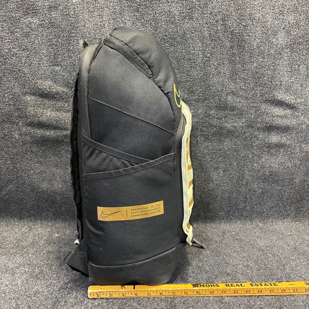 Nike BA6164-013 Elite Pro Basketball Backpack 32L Black Metallic Gold Hoop Bag - Picture 4 of 16